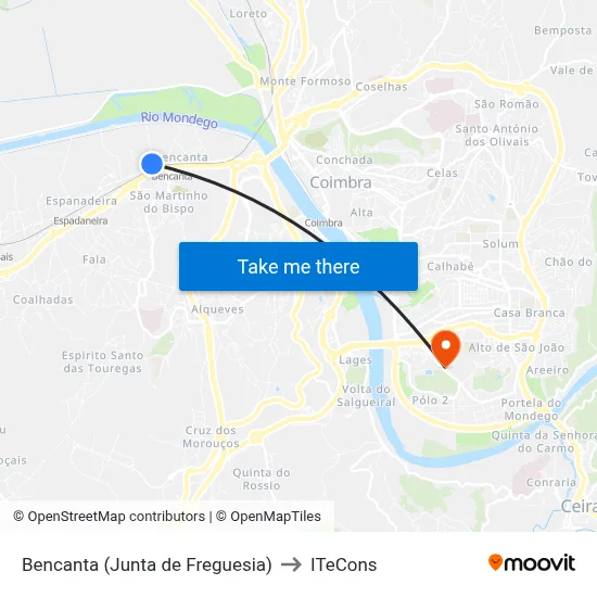 Bencanta (Junta de Freguesia) to ITeCons map