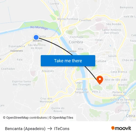 Bencanta (Apeadeiro) to ITeCons map