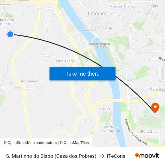 S. Martinho do Bispo (Casa dos Pobres) to ITeCons map