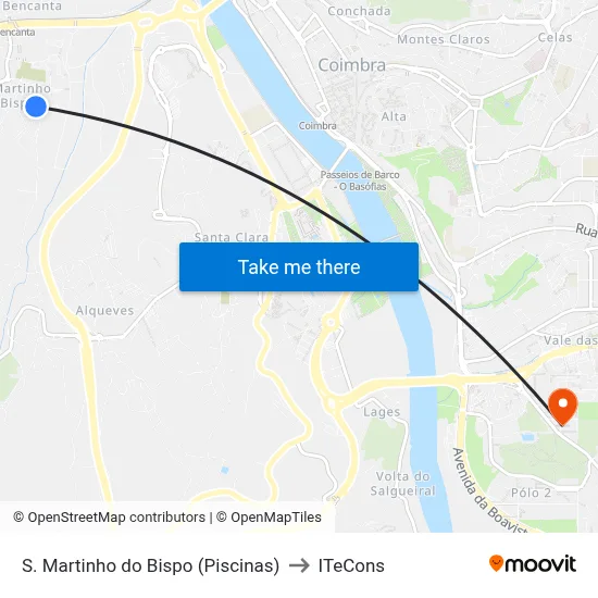 S. Martinho do Bispo (Piscinas) to ITeCons map