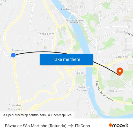 Póvoa de São Martinho (Rotunda) to ITeCons map