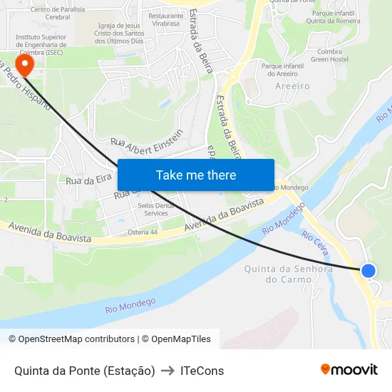 Quinta da Ponte (Estação) to ITeCons map