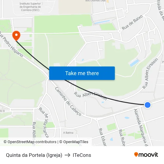 Quinta da Portela (Igreja) to ITeCons map