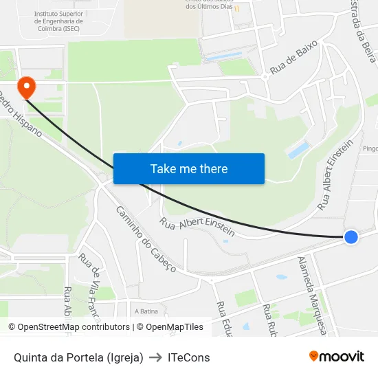 Quinta da Portela (Igreja) to ITeCons map