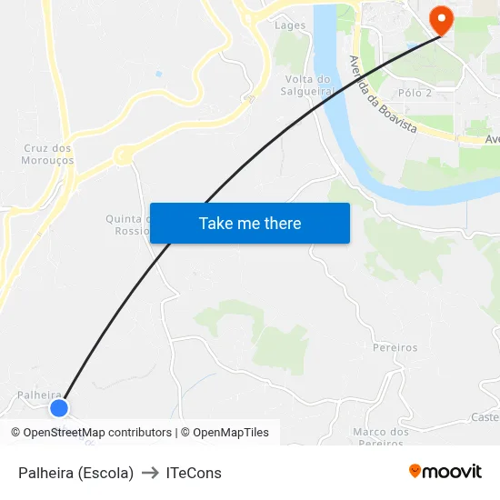 Palheira (Escola) to ITeCons map