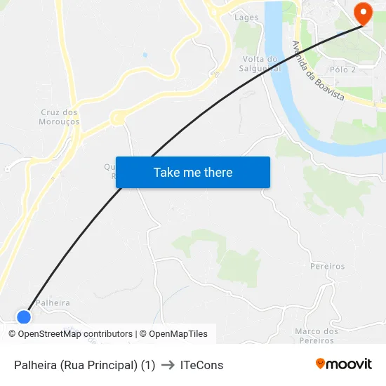 Palheira (Rua Principal) (1) to ITeCons map