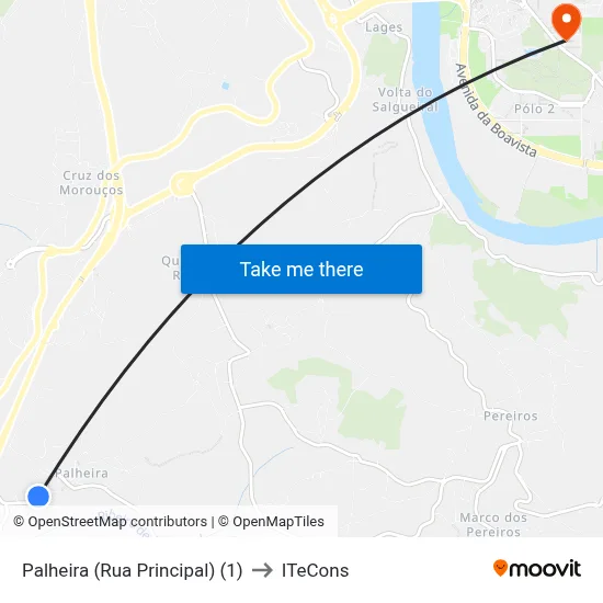 Palheira (Rua Principal) (1) to ITeCons map