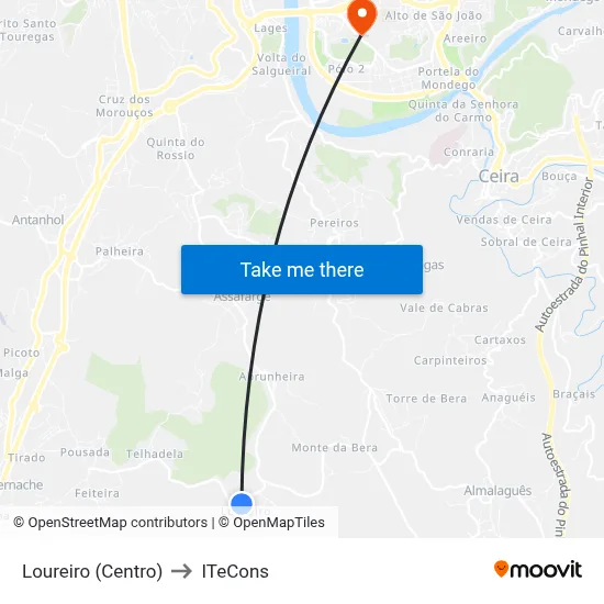 Loureiro (Centro) to ITeCons map