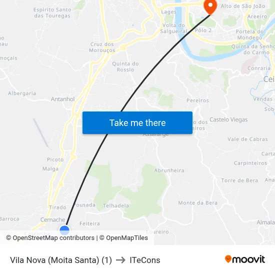 Vila Nova (Moita Santa) (1) to ITeCons map