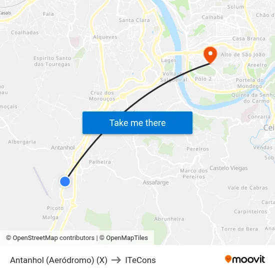 Antanhol (Aeródromo) (X) to ITeCons map