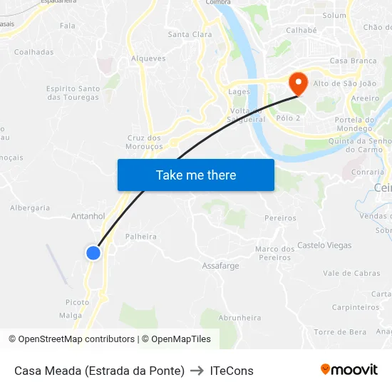 Casa Meada (Estrada da Ponte) to ITeCons map