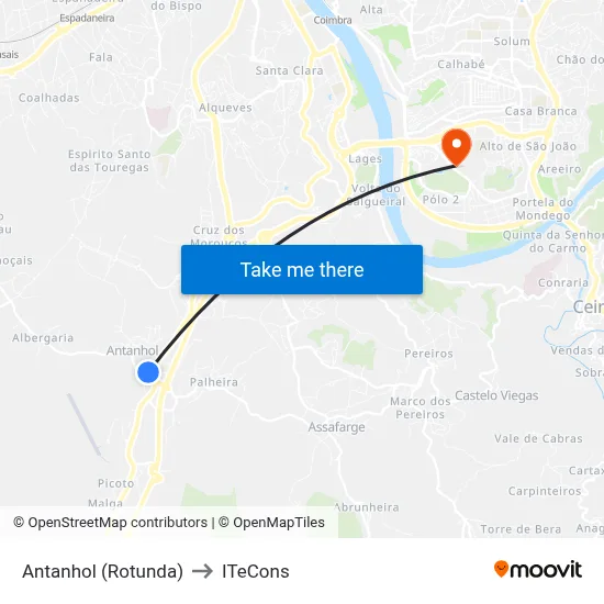 Antanhol (Rotunda) to ITeCons map
