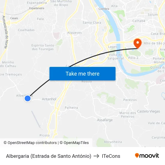 Albergaria (Estrada de Santo António) to ITeCons map