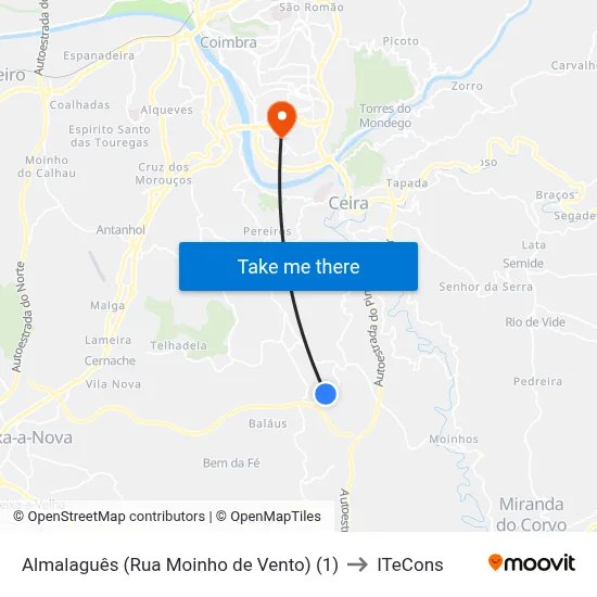 Almalaguês (Rua Moinho de Vento) (1) to ITeCons map