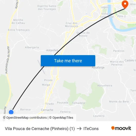 Vila Pouca de Cernache (Pinheiro) (1) to ITeCons map