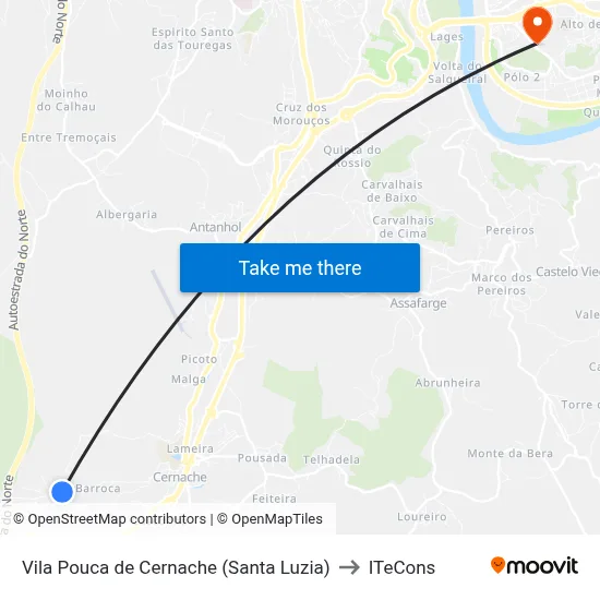 Vila Pouca de Cernache (Santa Luzia) to ITeCons map
