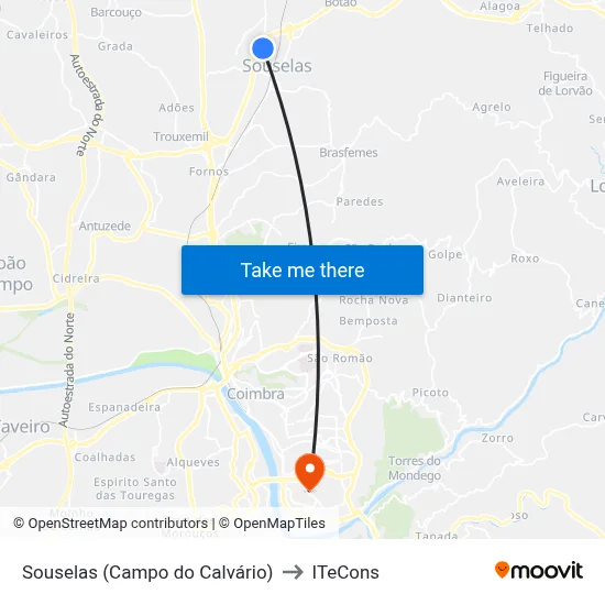 Souselas (Campo do Calvário) to ITeCons map