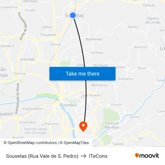 Souselas (Rua Vale de S. Pedro) to ITeCons map