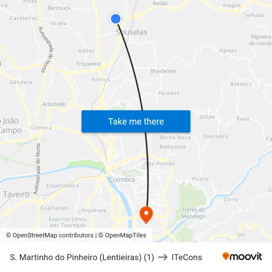 S. Martinho do Pinheiro (Lentieiras) (1) to ITeCons map