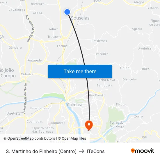 S. Martinho do Pinheiro (Centro) to ITeCons map