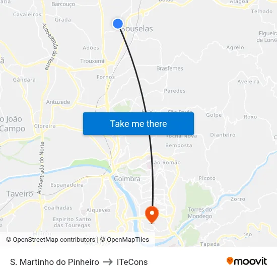 S. Martinho do Pinheiro to ITeCons map