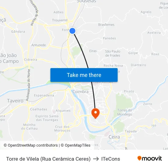 Torre de Vilela (Rua Cerâmica Ceres) to ITeCons map