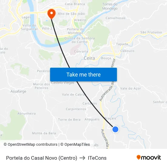 Portela do Casal Novo (Centro) to ITeCons map