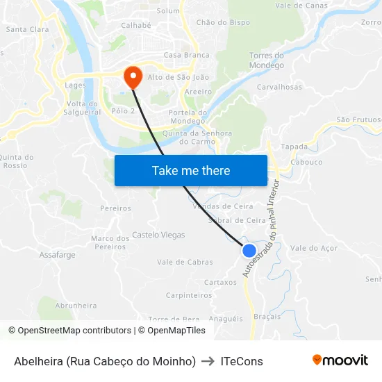 Abelheira (Rua Cabeço do Moinho) to ITeCons map