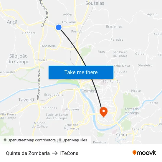 Quinta da Zombaria to ITeCons map