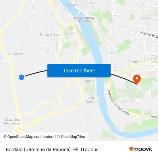 Bordalo (Caminho da Raposa) to ITeCons map
