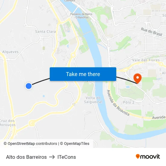 Alto dos Barreiros to ITeCons map