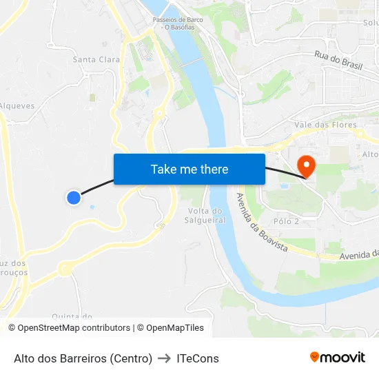Alto dos Barreiros (Centro) to ITeCons map