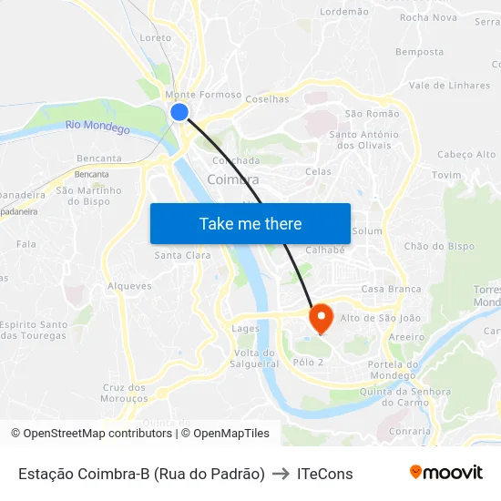 Estação Coimbra-B (Rua do Padrão) to ITeCons map