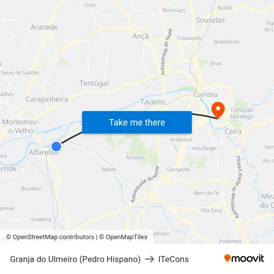 Granja do Ulmeiro (Pedro Hispano) to ITeCons map