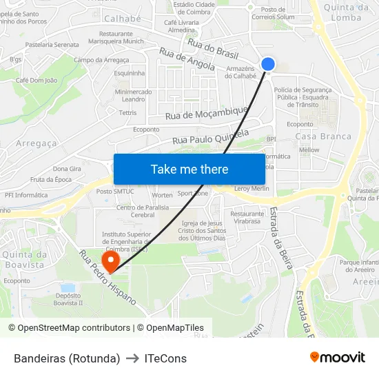 Bandeiras (Rotunda) to ITeCons map