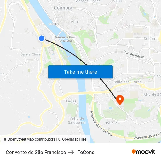 Convento de São Francisco to ITeCons map