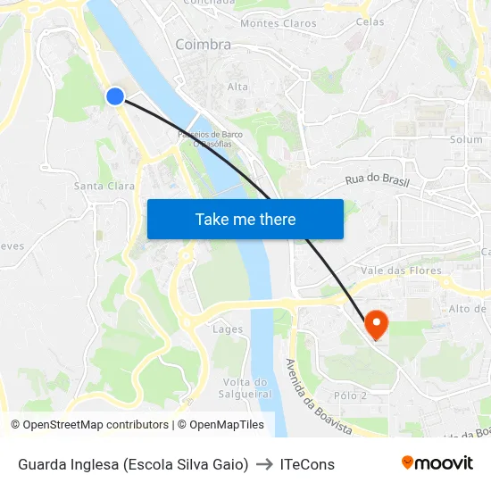 Guarda Inglesa (Escola Silva Gaio) to ITeCons map