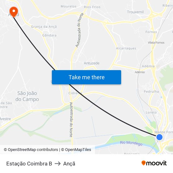 Estação Coimbra B to Ançã map
