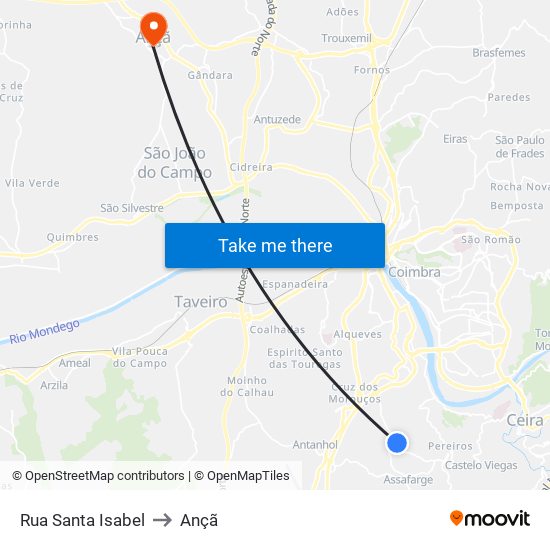 Rua Santa Isabel to Ançã map