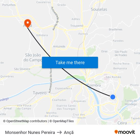 Monsenhor Nunes Pereira to Ançã map