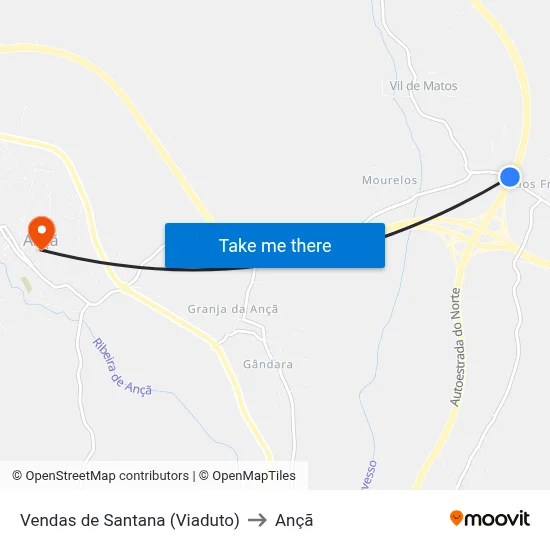 Vendas de Santana (Viaduto) to Ançã map