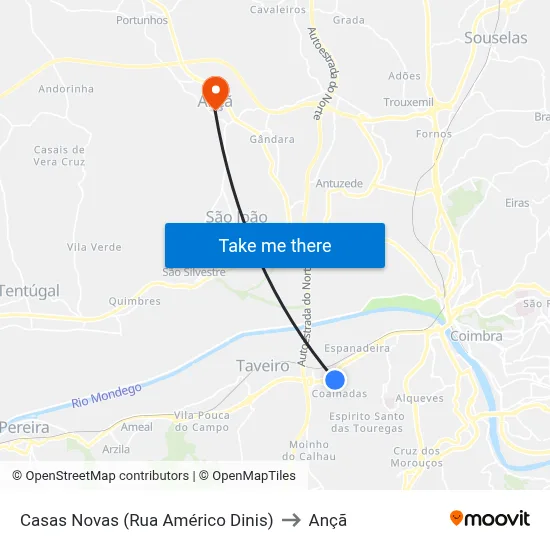 Casas Novas (Rua Américo Dinis) to Ançã map