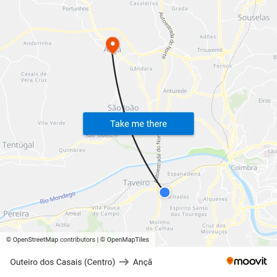 Outeiro dos Casais (Centro) to Ançã map