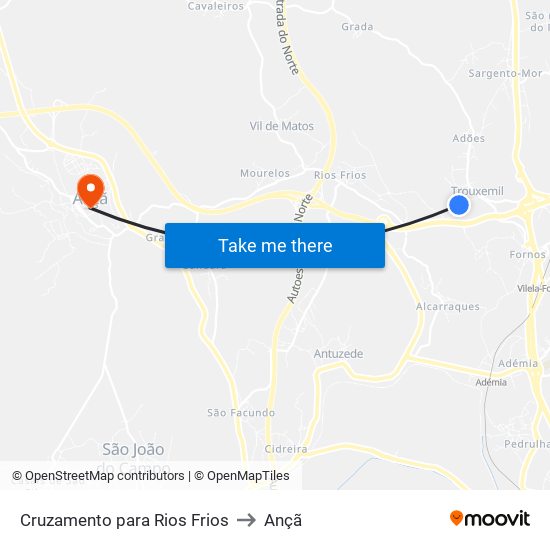 Cruzamento para Rios Frios to Ançã map