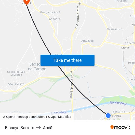 Bissaya Barreto to Ançã map