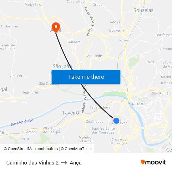 Caminho das Vinhas 2 to Ançã map