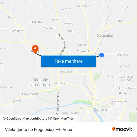 Torre de Vilela (Junta de Freguesia) to Ançã map