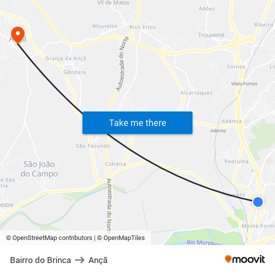 Bairro do Brinca to Ançã map