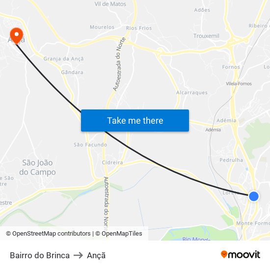 Bairro do Brinca to Ançã map