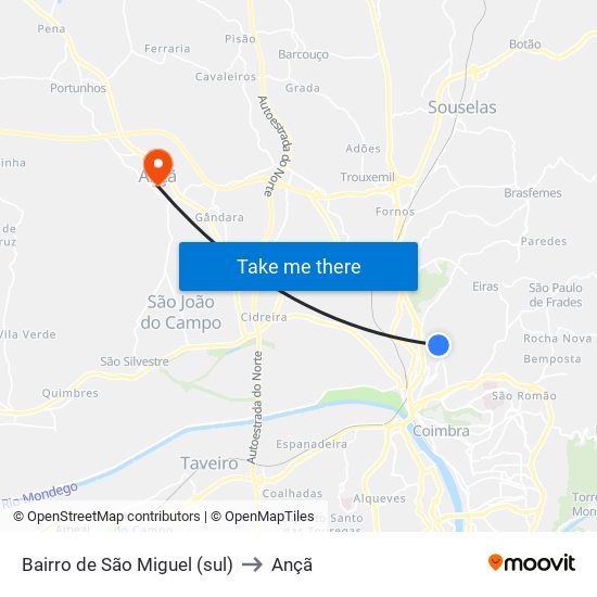 Bairro de São Miguel (sul) to Ançã map